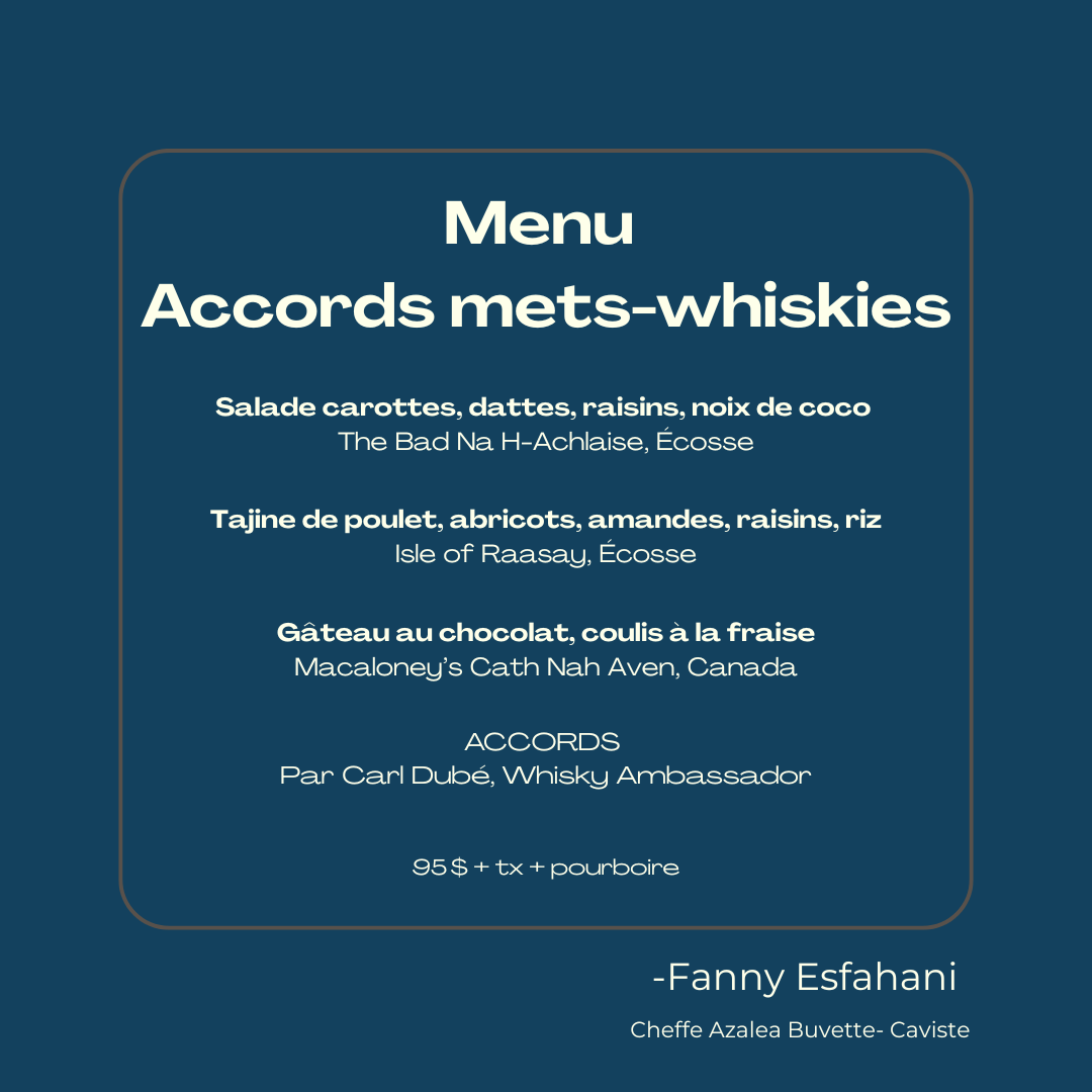 Souper 3 services Accords Mets et Whiskies